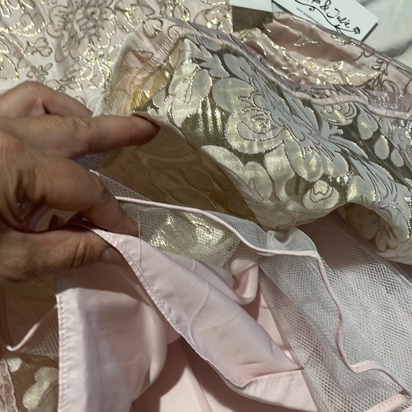 Pippa & Julie 6x pink gold floral brocade dress nwt dressy fancy shimmer - Picture 9 of 12